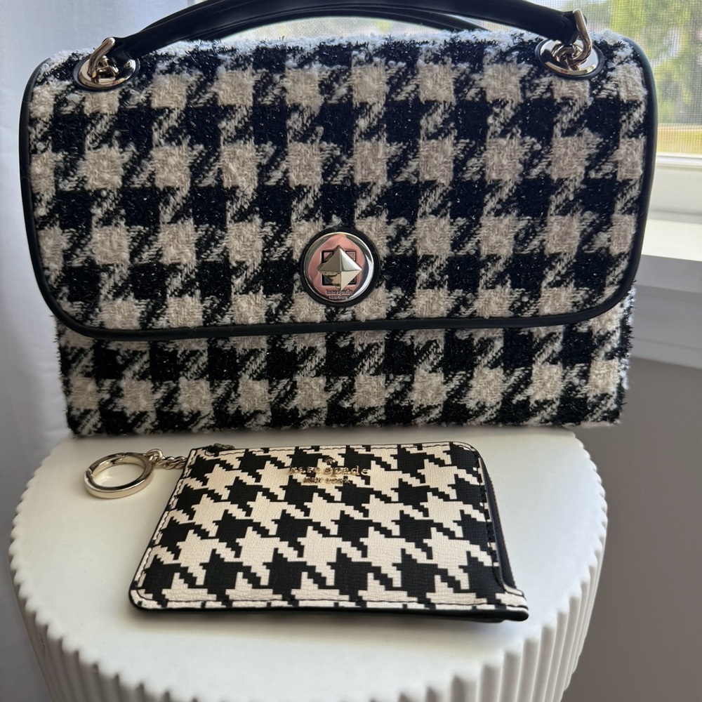 Kate Spade Black & White Houndstooth with matching card holder